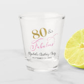 Chique Goud Roze 80e Verjaardagsfeestje Shot Glas (Voorkant)