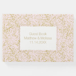 Chique Goud Roze Blush Confetti Sparkle Bruiloft Gastenboek