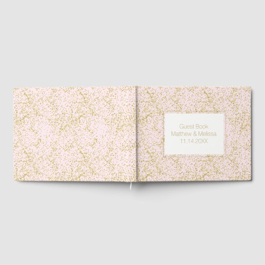 Chique Goud Roze Blush Confetti Sparkle Bruiloft Gastenboek (Volledig)