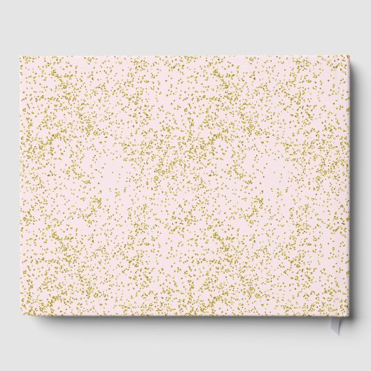 Chique Goud Roze Blush Confetti Sparkle Bruiloft Gastenboek (Achterkant)