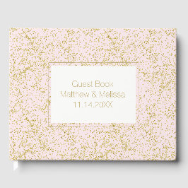 Chique Goud Roze Blush Confetti Sparkle Bruiloft Gastenboek