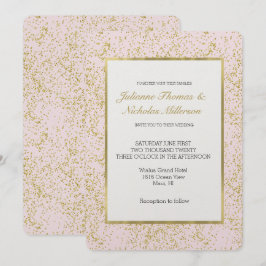 Chique Goud Roze Blush Confetti Sparkle Bruiloft Kaart