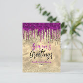 Chique goud roze glitter druppels Kerstmis nieuwja Briefkaart (Staand voorkant)