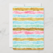 Chique Goud Roze Mint Blauw Waterverf Strepen Kaart (Achterkant)