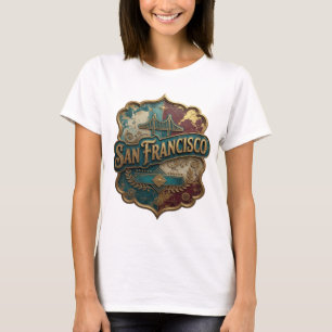 Chique Goud SAN FRANCISCO Artistiek Motief T-shirt