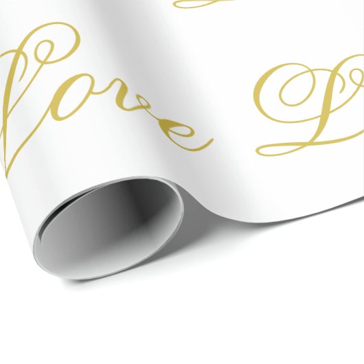 Chique Goud Script Wit Liefde Bruiloft Verzending Cadeaupapier (Rol Hoek)