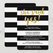 Chique goud | Vet Black Stripe Verlovingsfeest Kaart (Voorkant / Achterkant)