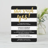 Chique goud | Vet Black Stripe Verlovingsfeest Kaart (Staand voorkant)