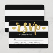 Chique goud | Vet Zwart Streep RSVP-kaart RSVP Kaartje (Voorkant / Achterkant)