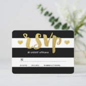 Chique goud | Vet Zwart Streep RSVP-kaart RSVP Kaartje (Staand voorkant)