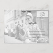 Chique goud | Vet Zwart Streepfoto De datum opslaa Aankondigingskaart (Achterkant)