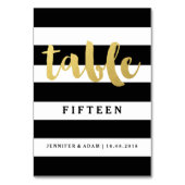 Chique goud | Vetgedrukte zwarte streeptafelnummer Kaart (Voorkant)