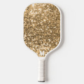 Chique Goud Wit Glitterij Sparkles Modern Monogram Pickleball Paddle (Achterkant)
