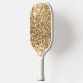 Chique Goud Wit Glitterij Sparkles Modern Monogram Pickleball Paddle (Links)