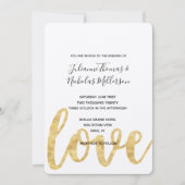 Chique goud wit liefde bruiloft uitnodigt kaart (Voorkant)