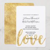 Chique goud wit liefde bruiloft uitnodigt kaart (Voorkant / Achterkant)