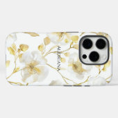Chique Goud Witte Bloemen Case-Mate iPhone Case (Achterkant (horizontaal))