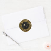Chique Goud & Zwart 50ste bruiloft Jubileum Ronde Sticker (Envelop)