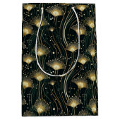 Chique goud zwart art deco floral medium cadeauzakje (Voorkant)