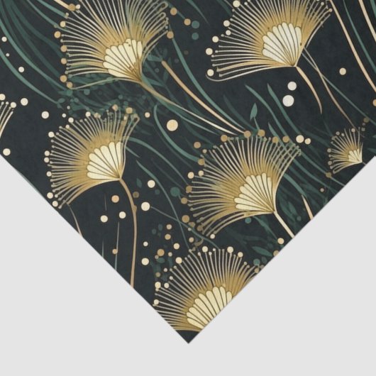 Chique goud zwart bloemenart deco tissuepapier (Detail)