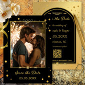 Chique Goud Zwart Confetti Foto Opslaan van de Dat Save The Date