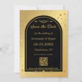 Chique Goud Zwart Confetti Foto Opslaan van de Dat Save The Date (Achterkant)