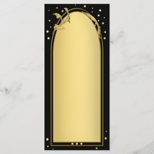 Chique goud zwart deco stijl bruiloft menu (Achterkant)