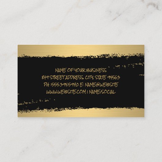 Chique goud zwart geborsteld textuur lijn visitekaartje (Achterkant)