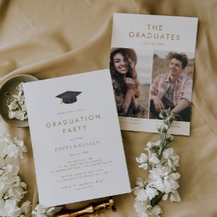 Chique gouden Afstudeerder Pet foto Dubbele Gradua Kaart