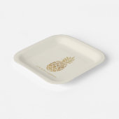 Chique gouden ananas papieren bordje (Gebogen)