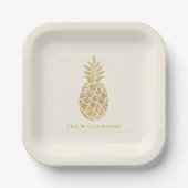 Chique gouden ananas papieren bordje (Voorkant)