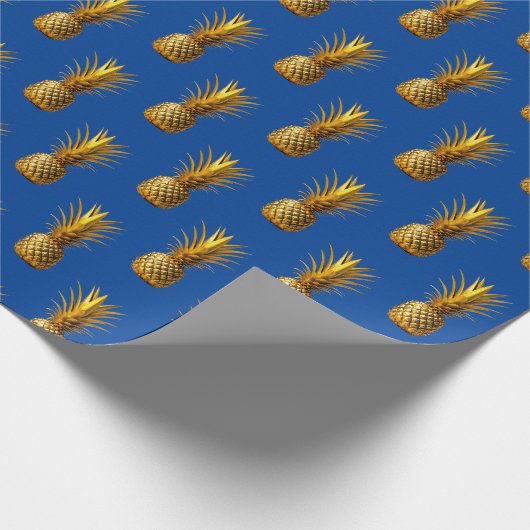 Chique gouden ananas zomer patroon cadeaupapier (Hoek)