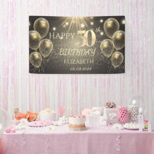 Chique Gouden Ballonnen Sterren 50e Verjaardag Spandoek