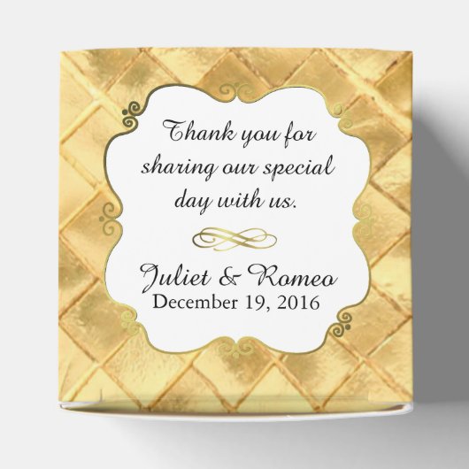 Chique gouden betegelde aangepaste huwelijksgunst  bedankdoosjes (Bovenkant)