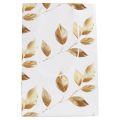 Chique gouden bladeren bruiloft medium cadeauzakje (Voorkant)