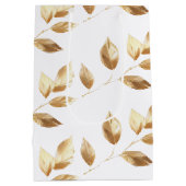 Chique gouden bladeren bruiloft medium cadeauzakje (Achterkant)