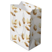 Chique gouden bladeren bruiloft medium cadeauzakje (Achterkant Gekanteld)