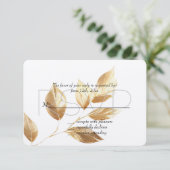Chique gouden bladeren bruiloft RSVP Kaartje (Staand voorkant)