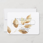 Chique gouden bladeren bruiloft RSVP Kaartje (Voorkant)