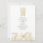 Chique gouden bloem bruiloftsdouche kaart (Voorkant)