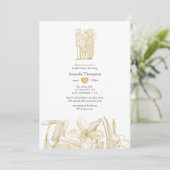 Chique gouden bloem bruiloftsdouche kaart (Staand voorkant)