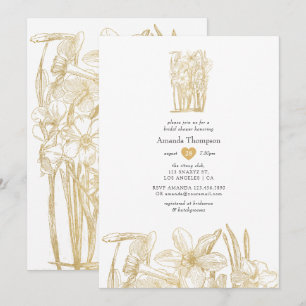 Chique gouden bloem bruiloftsdouche kaart
