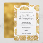Chique gouden bloemen bruiloft uitnodigingen (Voorkant / Achterkant)