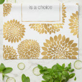 Chique gouden bloemen geluk theedoek (Gevouwen)