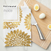 Chique gouden bloemen geluk theedoek (Quarter Fold)