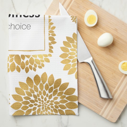 Chique gouden bloemen geluk theedoek (Quarter Fold)