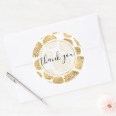 Chique gouden bloemen gepersonaliseerd dank u ronde sticker (Envelop)