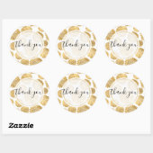 Chique gouden bloemen gepersonaliseerd dank u ronde sticker (Vel)