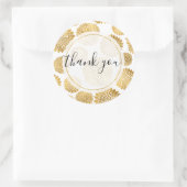 Chique gouden bloemen gepersonaliseerd dank u ronde sticker (Tas)