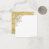 Chique gouden bloemen gepersonaliseerd notitiekaartje (Voorkant / Achterkant in situ)